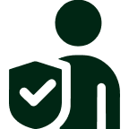  Icon of a Man Holding a Sheild on a dark green background 